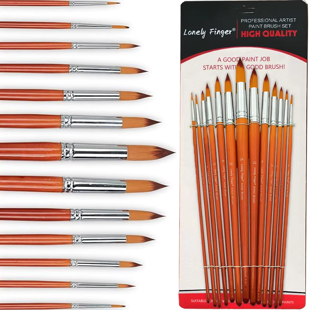 Detailing Brush Set - 13pcs Long Handle Artist Watercolor Paint